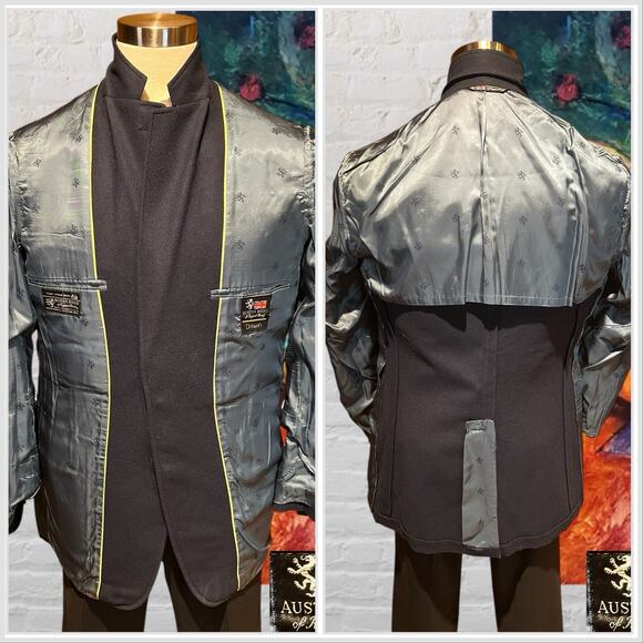 Vintage Austin Reed 40L Navy Blue Flannel Blazer Shank Buttons Unconstructed - Picture 7 of 16